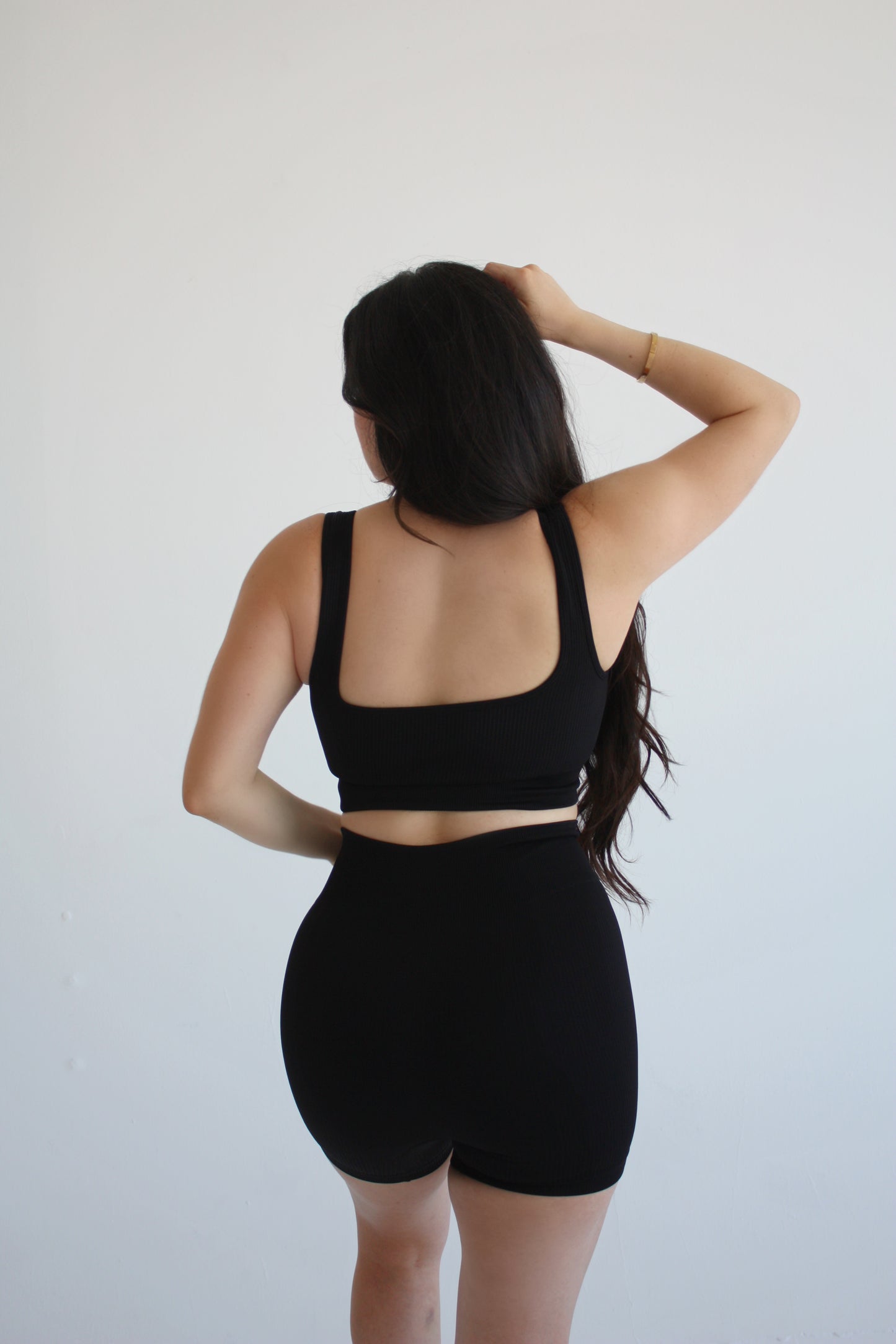 Black Seamless Ribbed 2 Piece Workout Set