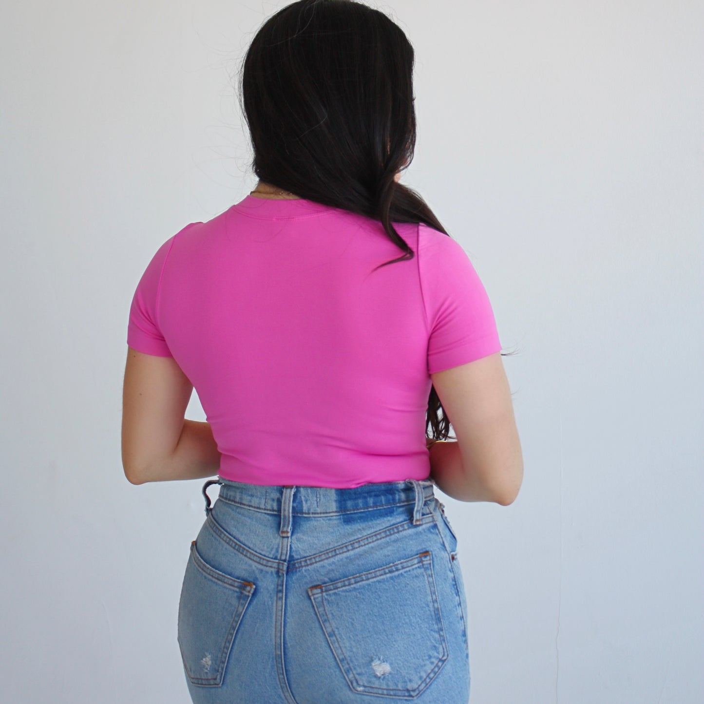 Pink Seamless Short Sleeve Bodysuit