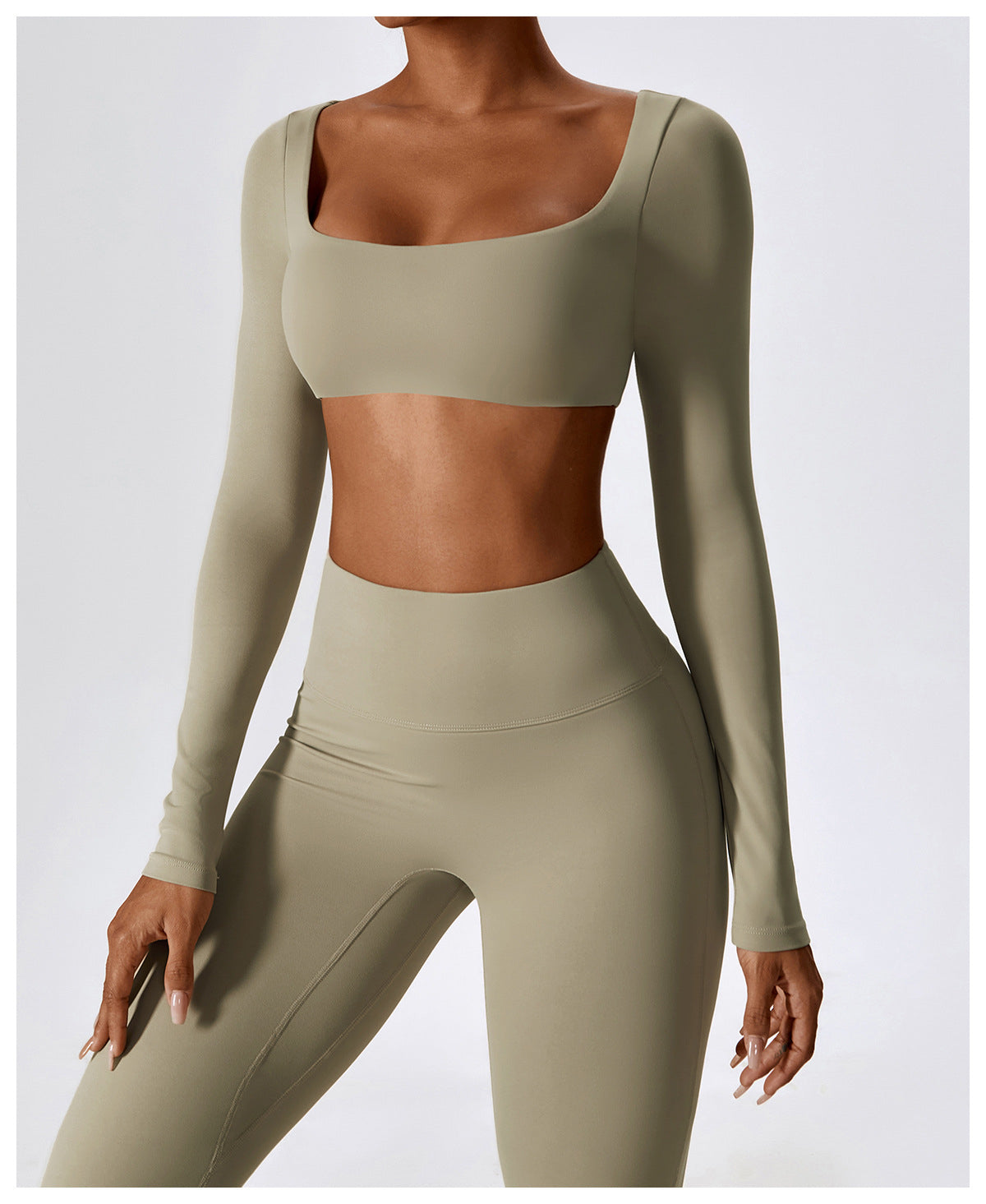 Taupe Long Sleeve Top and Yoga Pant Athleisure Set