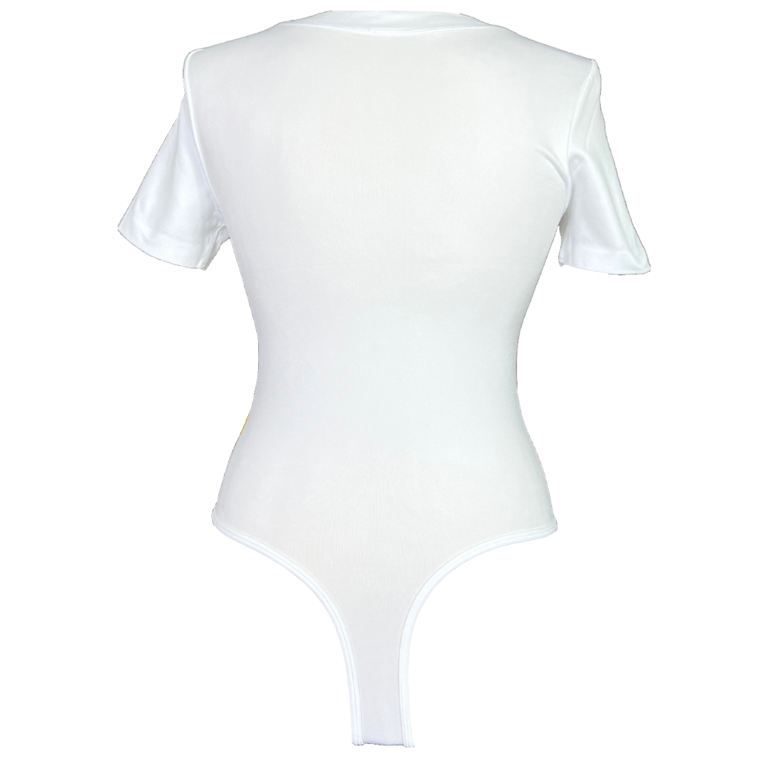 White Seamless Short Sleeve Bodysuit