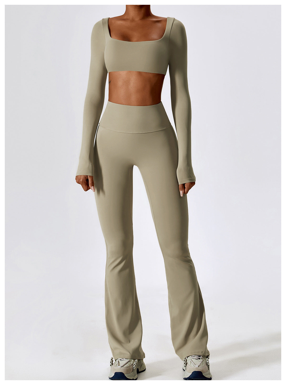 Taupe Long Sleeve Top and Yoga Pant Athleisure Set