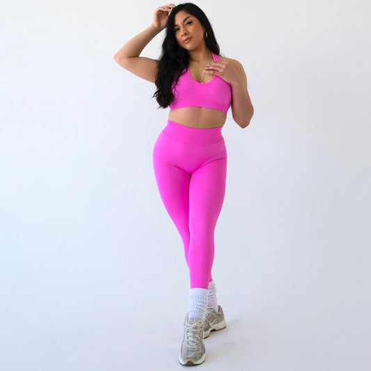 Contour Hot Pink Halter Top Set